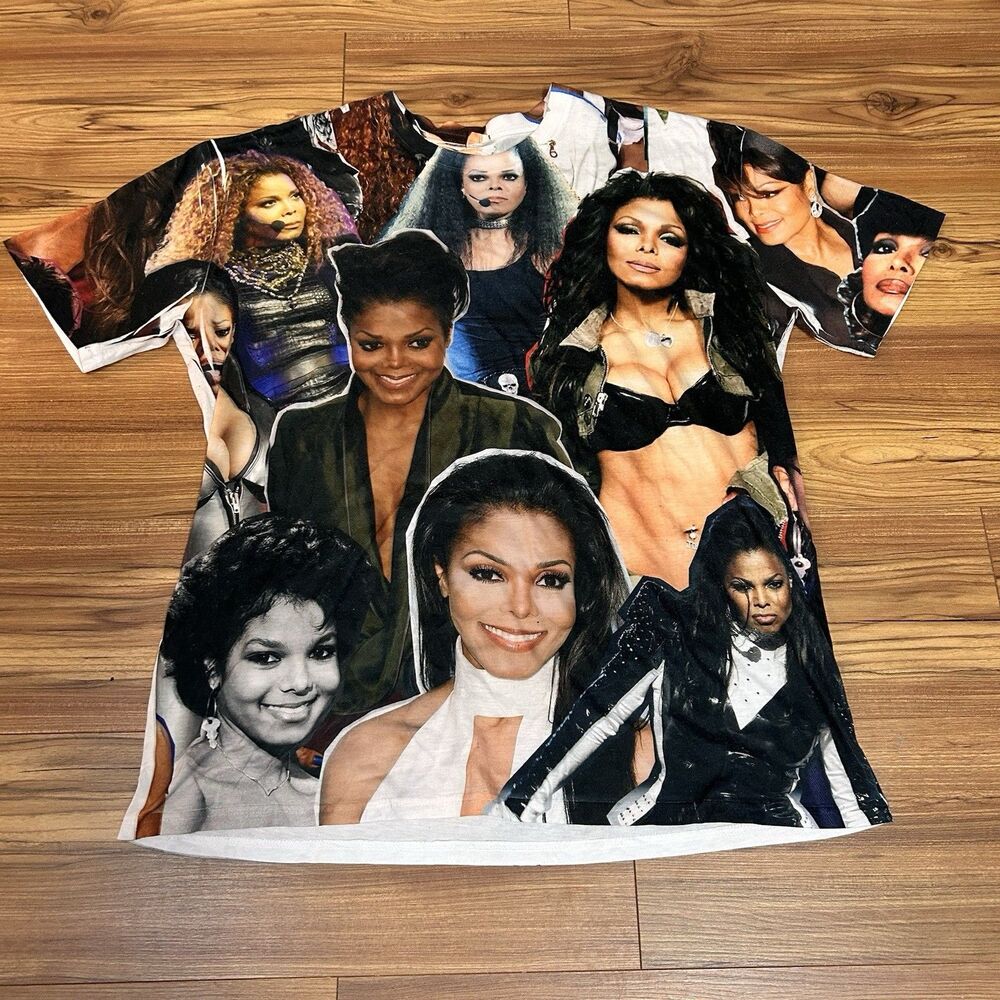 Janet Jackson Graphic T Shirt XL Collage All Over Print Music Icon Tee - Picture 2 of 8